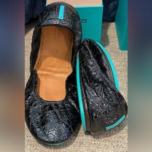 Tieks Black Ballet Flats with Teal Soles